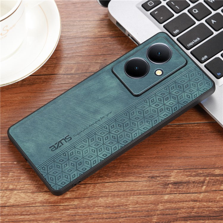 AZNS Mobile Phone Case for vivo Y78+ 5G , Shockproof PU Leather+TPU Imprinted Pattern Phone Cover - Green