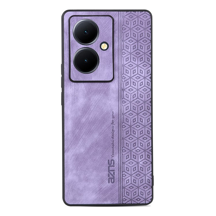 AZNS Mobile Phone Case for vivo Y78+ 5G , Shockproof PU Leather+TPU Imprinted Pattern Phone Cover - Purple