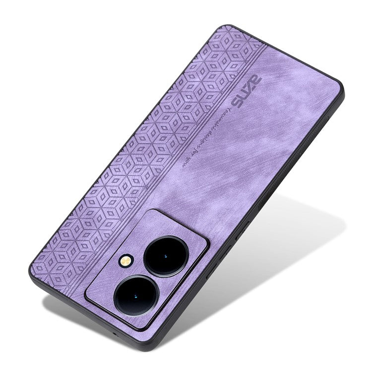 AZNS Mobile Phone Case for vivo Y78+ 5G , Shockproof PU Leather+TPU Imprinted Pattern Phone Cover - Purple