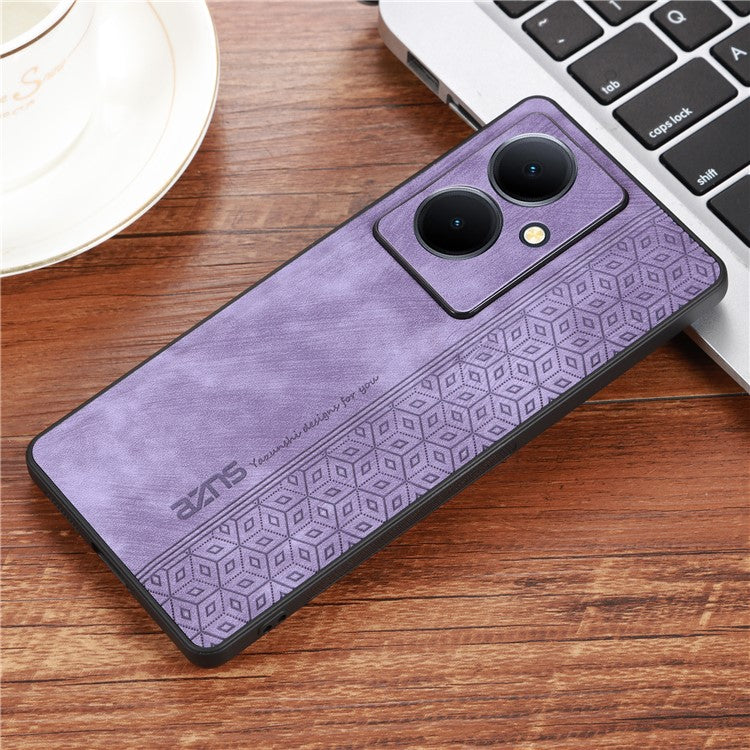 AZNS Mobile Phone Case for vivo Y78+ 5G , Shockproof PU Leather+TPU Imprinted Pattern Phone Cover - Purple