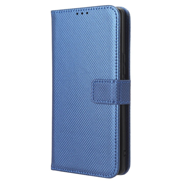 Shockproof PU Leather Phone Case for vivo S17e 5G , Stand Wallet Diamond Texture Phone Cover - Blue