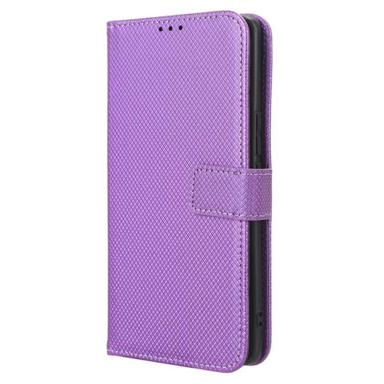 Shockproof PU Leather Phone Case for vivo S17e 5G , Stand Wallet Diamond Texture Phone Cover - Purple