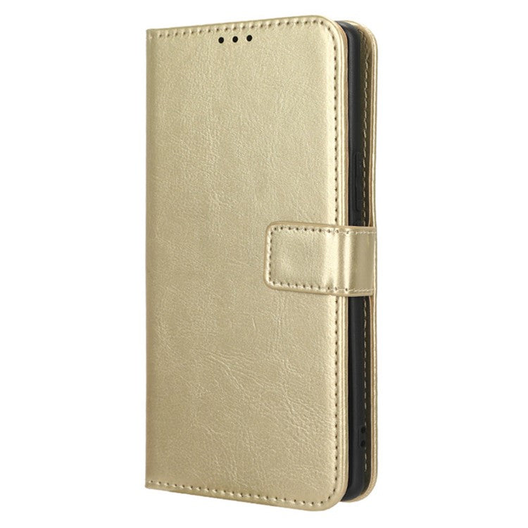 For vivo S17e 5G Anti-Fingerprint Crazy Horse Texture Phone Case Wallet PU Leather Cell Phone Stand Cover - Gold