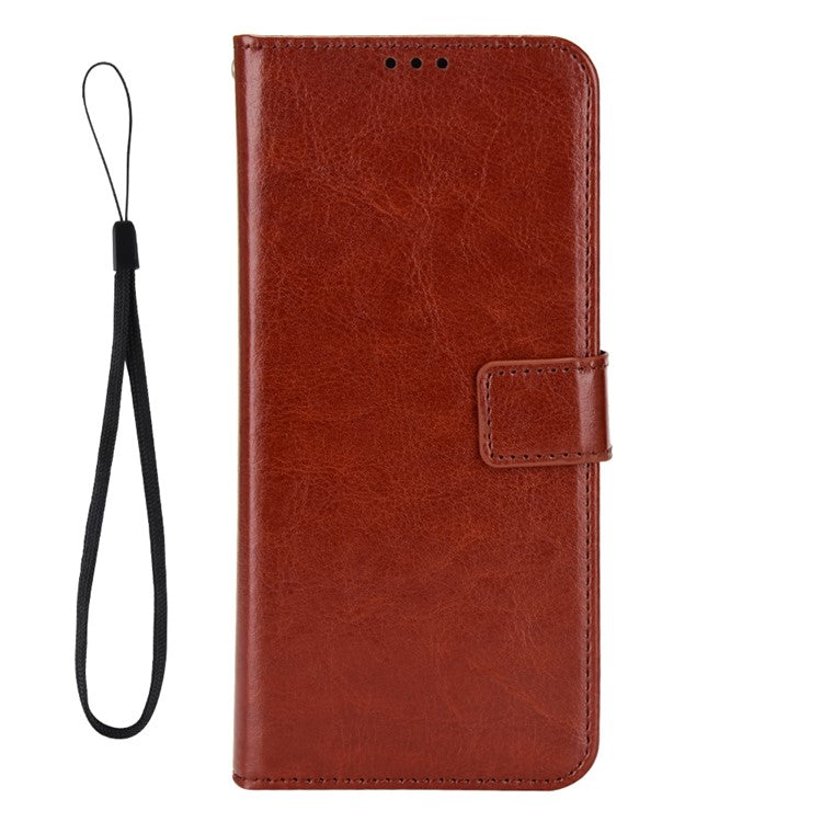 For vivo S17e 5G Anti-Fingerprint Crazy Horse Texture Phone Case Wallet PU Leather Cell Phone Stand Cover - Brown