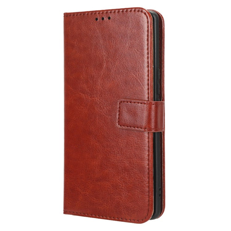 For vivo S17e 5G Anti-Fingerprint Crazy Horse Texture Phone Case Wallet PU Leather Cell Phone Stand Cover - Brown