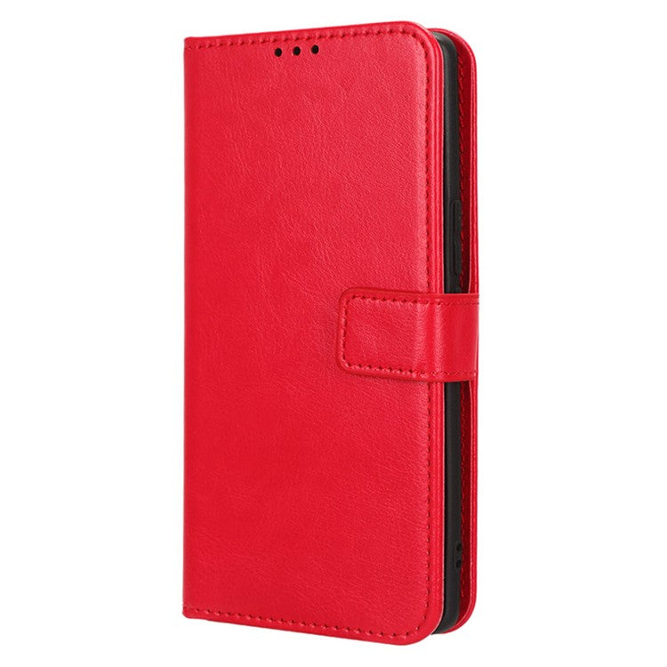 For vivo S17e 5G Anti-Fingerprint Crazy Horse Texture Phone Case Wallet PU Leather Cell Phone Stand Cover - Red