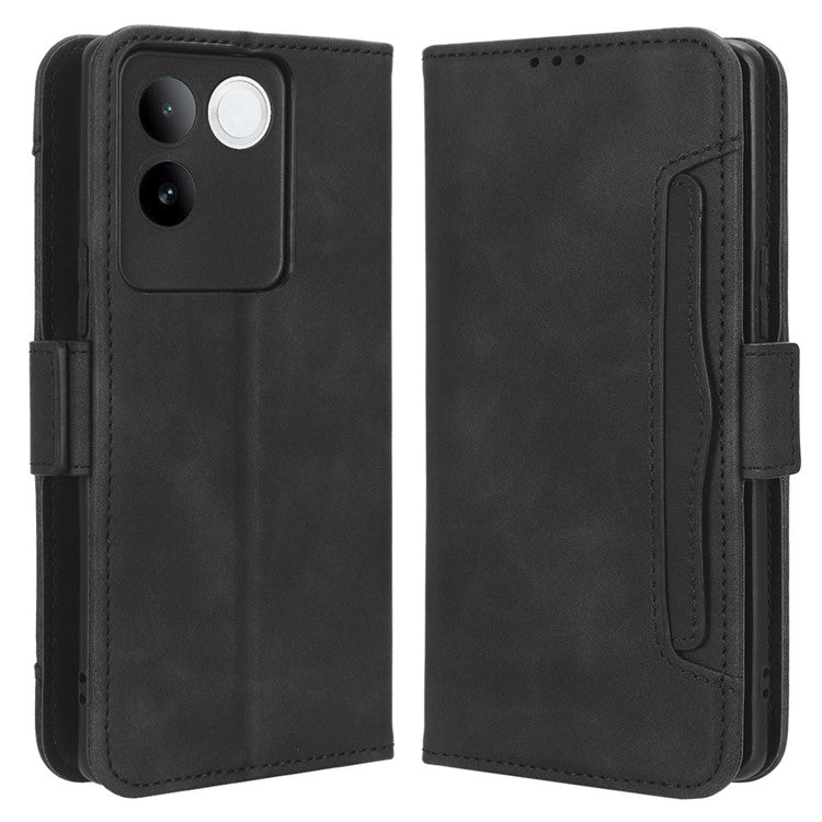 For vivo S17e 5G PU Leather Wallet Multiple Card Slots Folio Flip Case Stand Phone Cover - Black