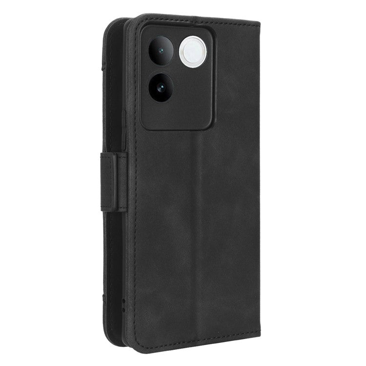 For vivo S17e 5G PU Leather Wallet Multiple Card Slots Folio Flip Case Stand Phone Cover - Black