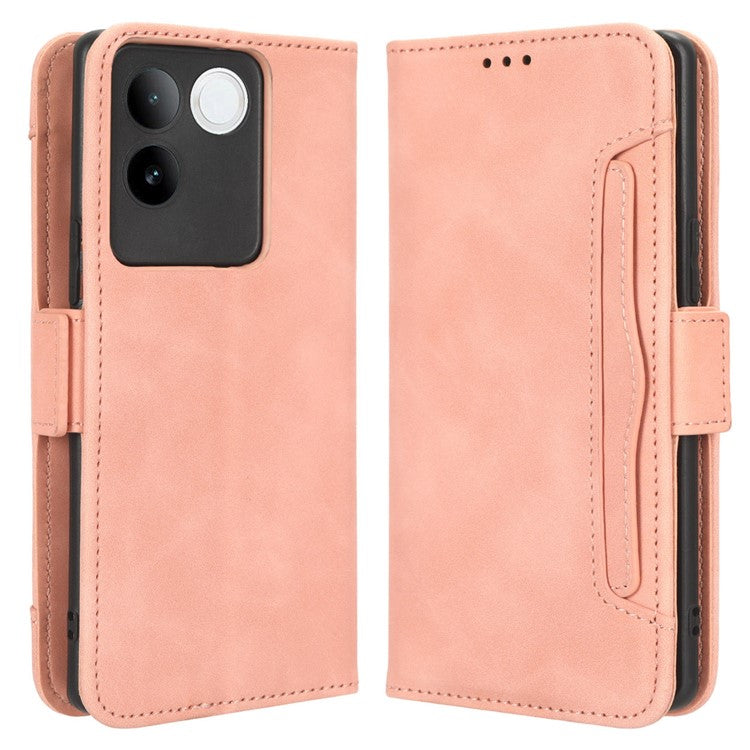 For vivo S17e 5G PU Leather Wallet Multiple Card Slots Folio Flip Case Stand Phone Cover - Pink