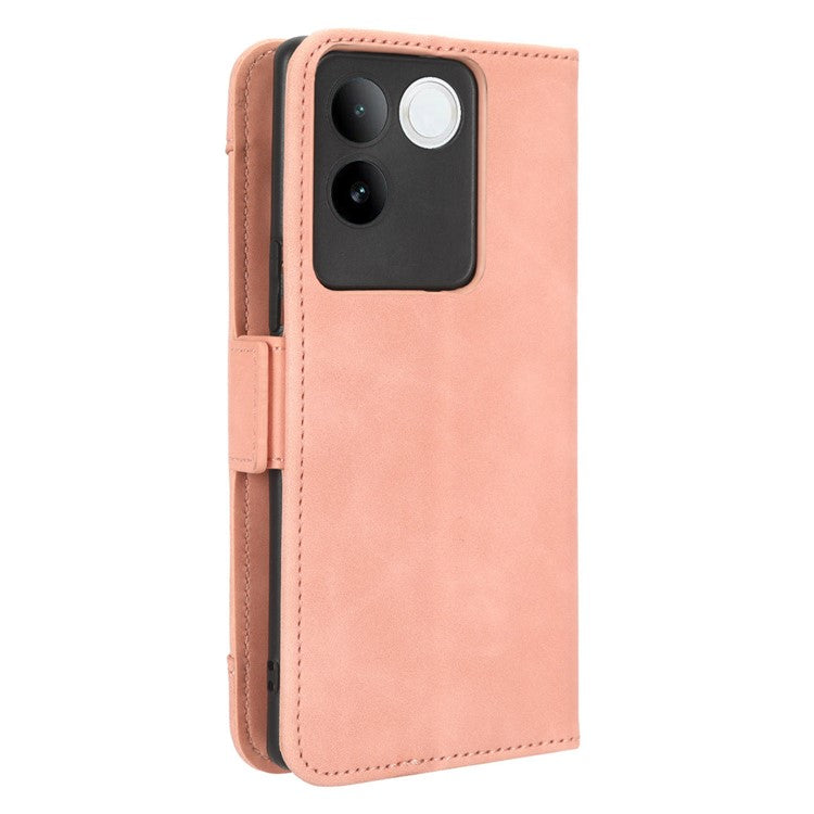 For vivo S17e 5G PU Leather Wallet Multiple Card Slots Folio Flip Case Stand Phone Cover - Pink