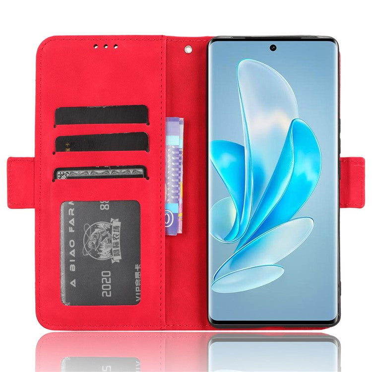 For vivo S17e 5G PU Leather Wallet Multiple Card Slots Folio Flip Case Stand Phone Cover - Red