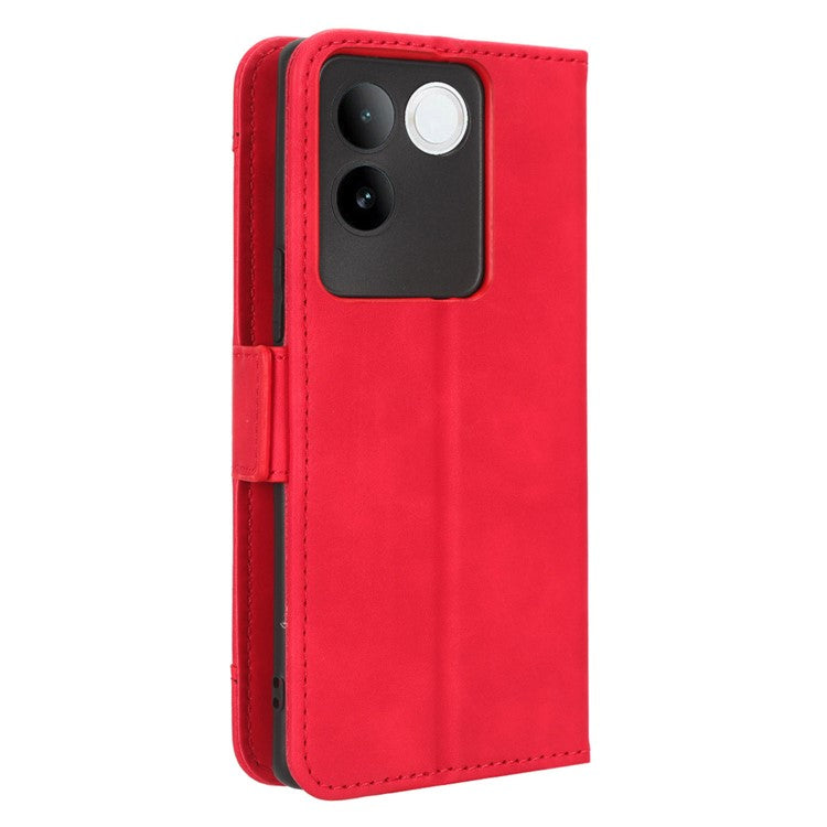 For vivo S17e 5G PU Leather Wallet Multiple Card Slots Folio Flip Case Stand Phone Cover - Red