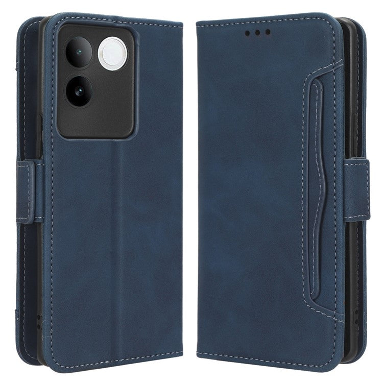 For vivo S17e 5G PU Leather Wallet Multiple Card Slots Folio Flip Case Stand Phone Cover - Blue