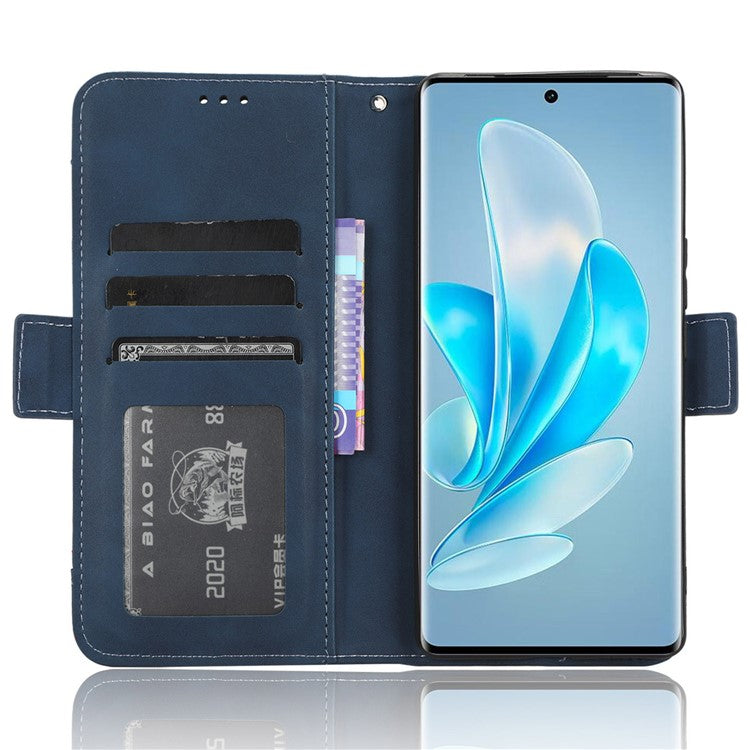 For vivo S17e 5G PU Leather Wallet Multiple Card Slots Folio Flip Case Stand Phone Cover - Blue