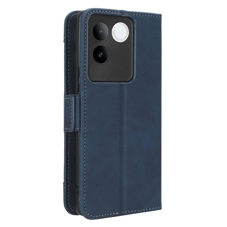 For vivo S17e 5G PU Leather Wallet Multiple Card Slots Folio Flip Case Stand Phone Cover - Blue