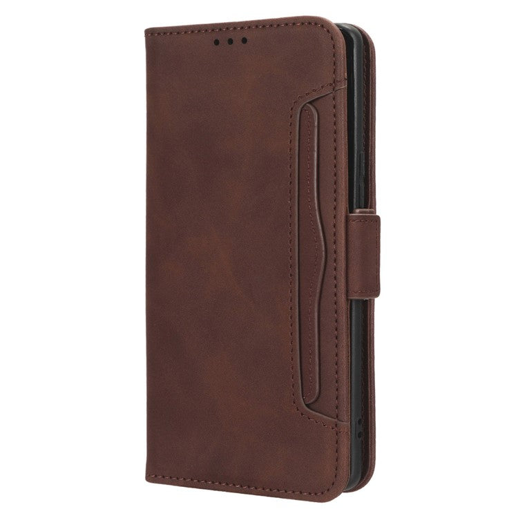 For vivo S17e 5G PU Leather Wallet Multiple Card Slots Folio Flip Case Stand Phone Cover - Brown