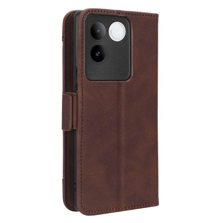 For vivo S17e 5G PU Leather Wallet Multiple Card Slots Folio Flip Case Stand Phone Cover - Brown