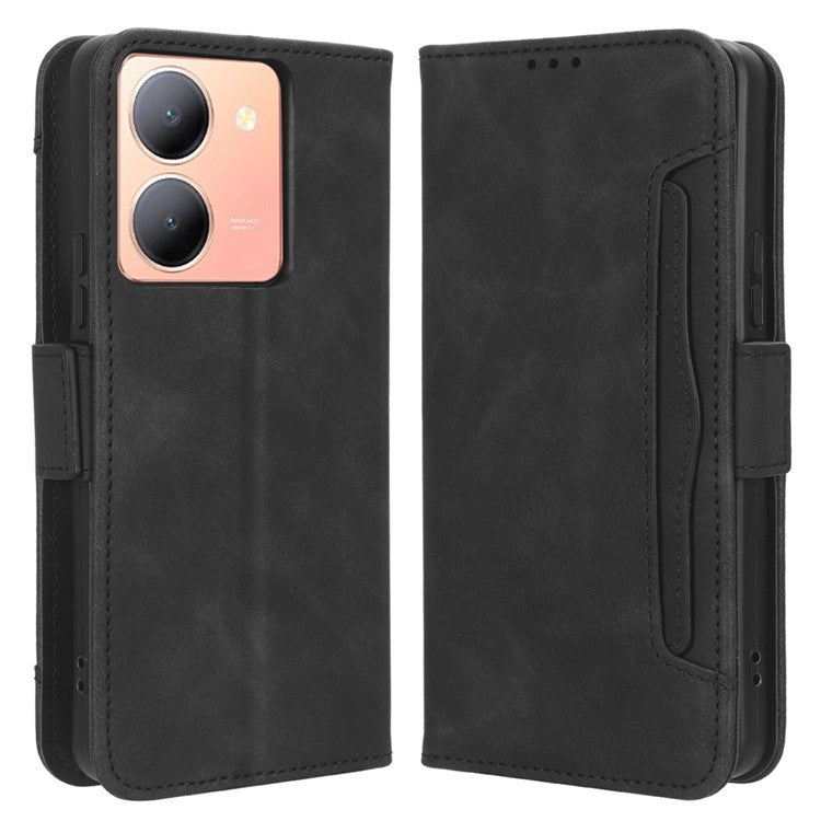 For vivo Y36 4G (Global) / Y36 5G (Global) / Y78 5G (China) / Y78m 5G / Y27 5G / Y27s 4G / Y77t 5G / Y78 5G Multiple Card Slots Leather Case - Black