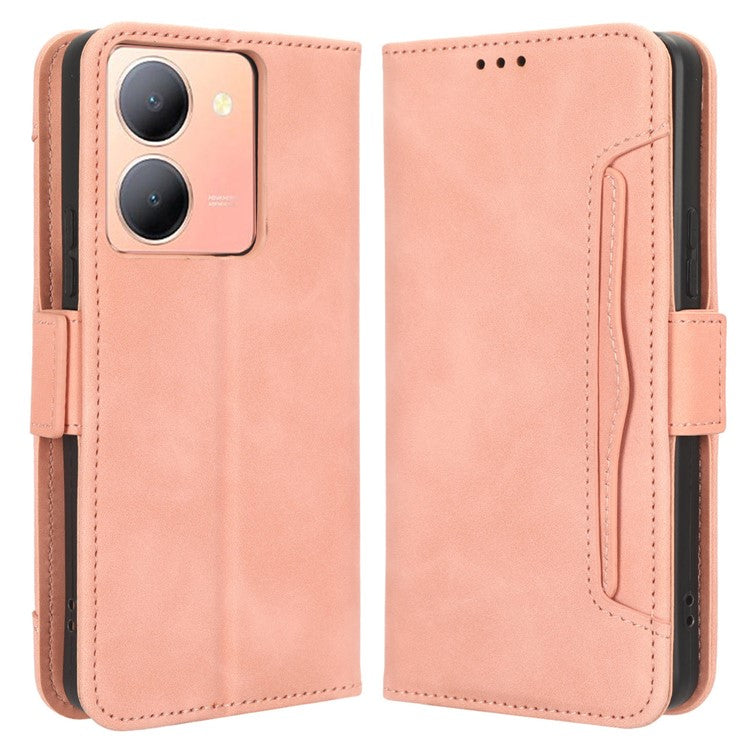 For vivo Y36 4G (Global) / Y36 5G (Global) / Y78 5G (China) / Y78m 5G / Y27 5G / Y27s 4G / Y77t 5G / Y78 5G Multiple Card Slots Leather Case - Pink