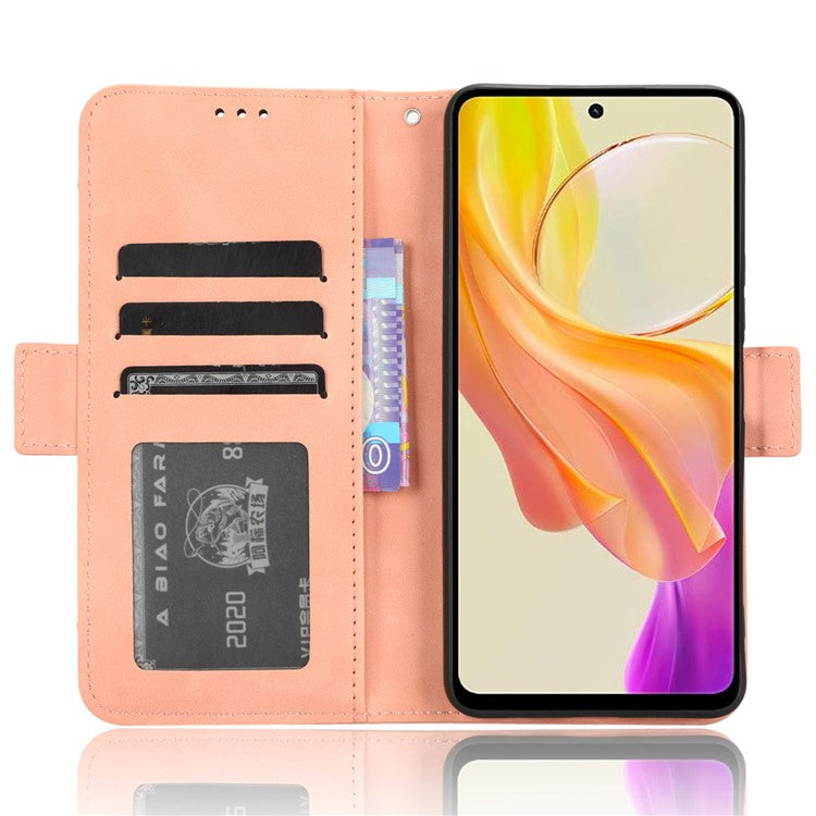 For vivo Y36 4G (Global) / Y36 5G (Global) / Y78 5G (China) / Y78m 5G / Y27 5G / Y27s 4G / Y77t 5G / Y78 5G Multiple Card Slots Leather Case - Pink