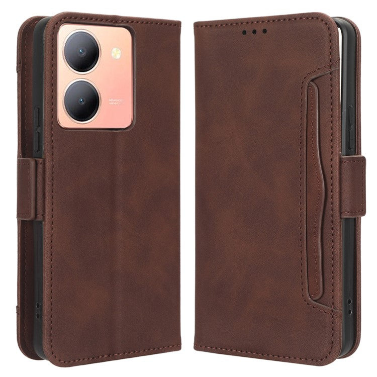 For vivo Y36 4G (Global) / Y36 5G (Global) / Y78 5G (China) / Y78m 5G / Y27 5G / Y27s 4G / Y77t 5G / Y78 5G Multiple Card Slots Leather Case - Brown