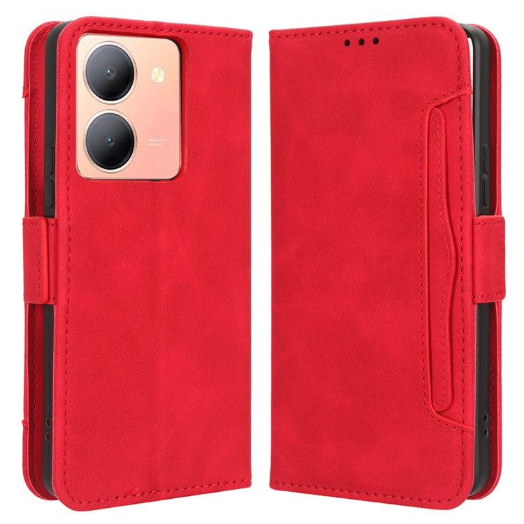 For vivo Y36 4G (Global) / Y36 5G (Global) / Y78 5G (China) / Y78m 5G / Y27 5G / Y27s 4G / Y77t 5G / Y78 5G Multiple Card Slots Leather Case - Red