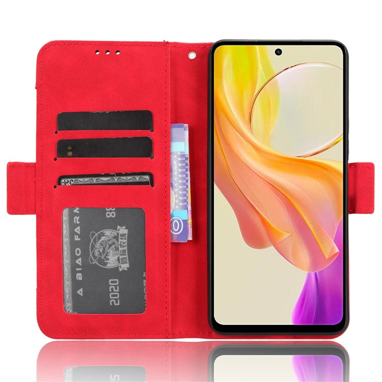 For vivo Y36 4G (Global) / Y36 5G (Global) / Y78 5G (China) / Y78m 5G / Y27 5G / Y27s 4G / Y77t 5G / Y78 5G Multiple Card Slots Leather Case - Red