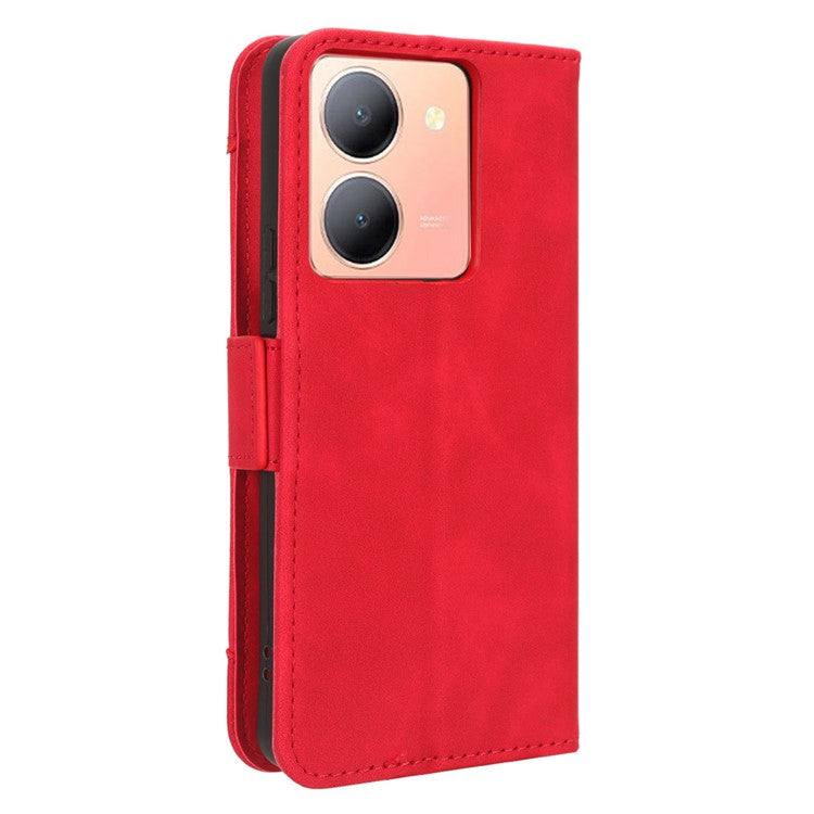 For vivo Y36 4G (Global) / Y36 5G (Global) / Y78 5G (China) / Y78m 5G / Y27 5G / Y27s 4G / Y77t 5G / Y78 5G Multiple Card Slots Leather Case - Red