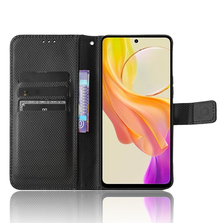 For vivo Y36 4G (Global) / Y36 5G (Global) / Y78 5G (China) / Y78m 5G / Y27 5G / Y27s 4G / Y77t 5G / Y78 5G Stand Wallet Leather Case - Black