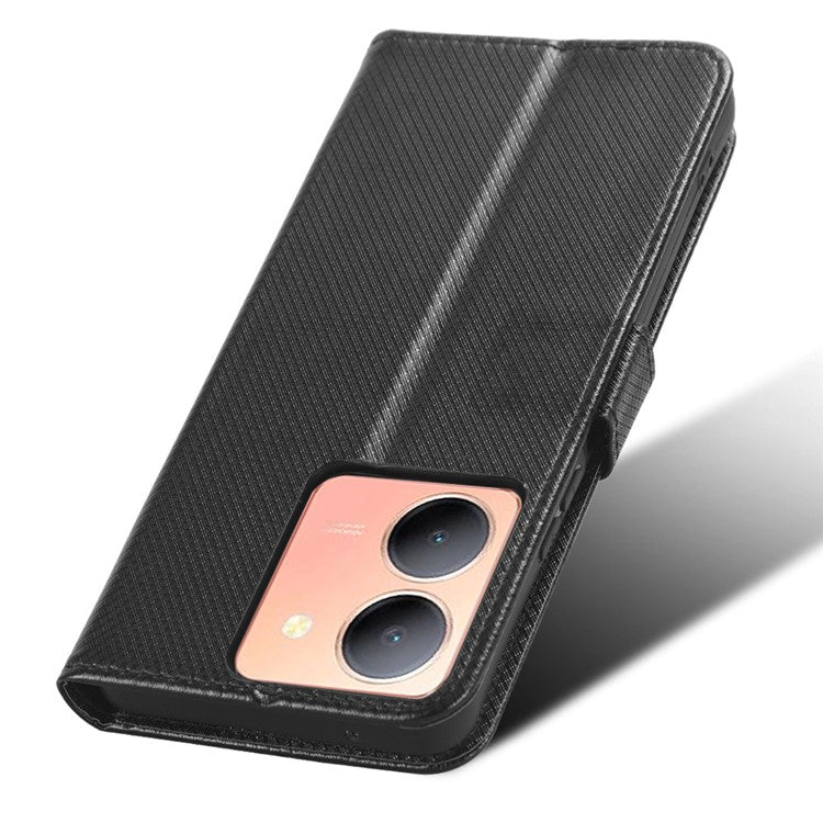 For vivo Y36 4G (Global) / Y36 5G (Global) / Y78 5G (China) / Y78m 5G / Y27 5G / Y27s 4G / Y77t 5G / Y78 5G Stand Wallet Leather Case - Black