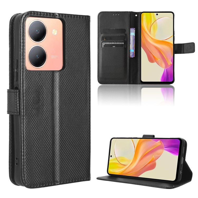 For vivo Y36 4G (Global) / Y36 5G (Global) / Y78 5G (China) / Y78m 5G / Y27 5G / Y27s 4G / Y77t 5G / Y78 5G Stand Wallet Leather Case - Black