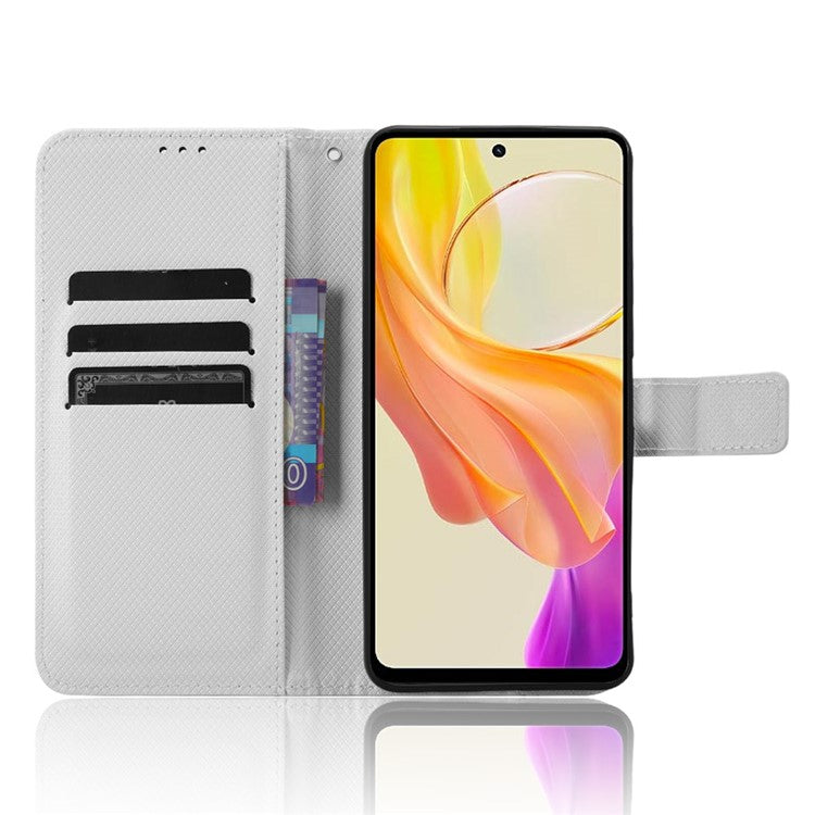 For vivo Y36 4G (Global) / Y36 5G (Global) / Y78 5G (China) / Y78m 5G / Y27 5G / Y27s 4G / Y77t 5G / Y78 5G Stand Wallet Leather Case - White