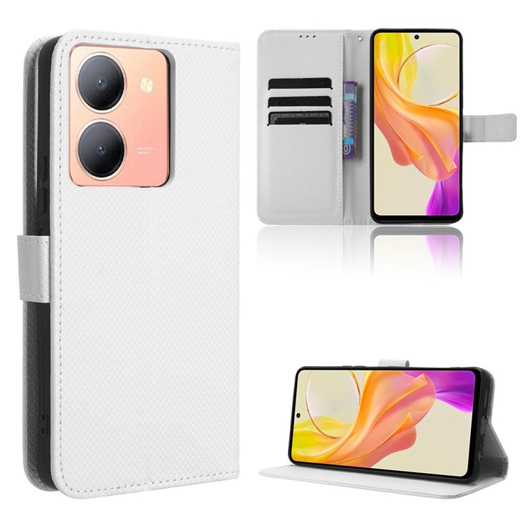 For vivo Y36 4G (Global) / Y36 5G (Global) / Y78 5G (China) / Y78m 5G / Y27 5G / Y27s 4G / Y77t 5G / Y78 5G Stand Wallet Leather Case - White