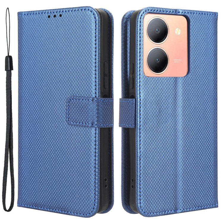 For vivo Y36 4G (Global) / Y36 5G (Global) / Y78 5G (China) / Y78m 5G / Y27 5G / Y27s 4G / Y77t 5G / Y78 5G Stand Wallet Leather Case - Blue