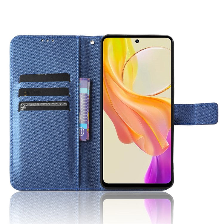 For vivo Y36 4G (Global) / Y36 5G (Global) / Y78 5G (China) / Y78m 5G / Y27 5G / Y27s 4G / Y77t 5G / Y78 5G Stand Wallet Leather Case - Blue