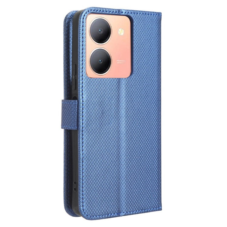 For vivo Y36 4G (Global) / Y36 5G (Global) / Y78 5G (China) / Y78m 5G / Y27 5G / Y27s 4G / Y77t 5G / Y78 5G Stand Wallet Leather Case - Blue