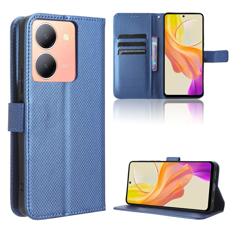 For vivo Y36 4G (Global) / Y36 5G (Global) / Y78 5G (China) / Y78m 5G / Y27 5G / Y27s 4G / Y77t 5G / Y78 5G Stand Wallet Leather Case - Blue