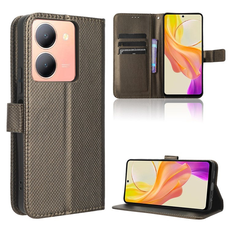 For vivo Y36 4G (Global) / Y36 5G (Global) / Y78 5G (China) / Y78m 5G / Y27 5G / Y27s 4G / Y77t 5G / Y78 5G Stand Wallet Leather Case - Brown