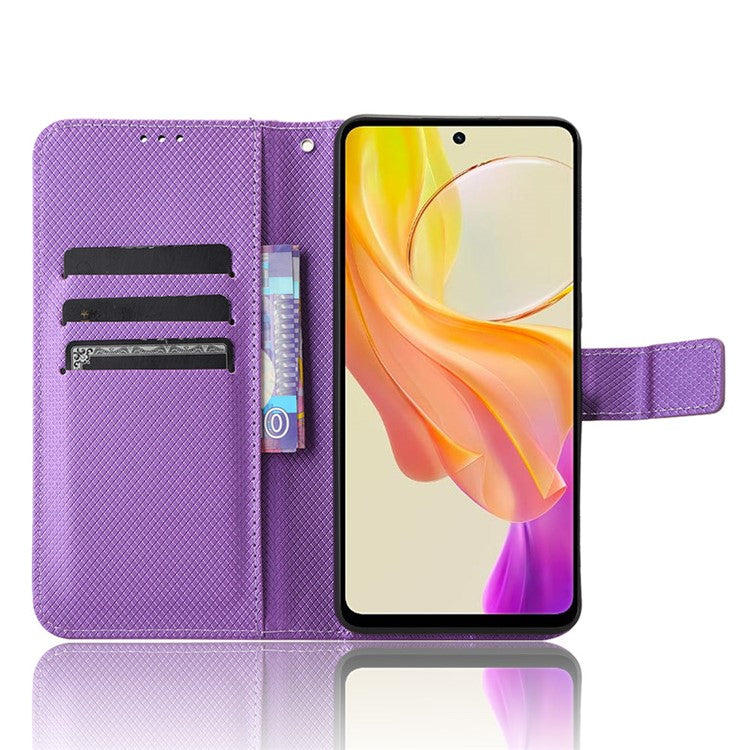 For vivo Y36 4G (Global) / Y36 5G (Global) / Y78 5G (China) / Y78m 5G / Y27 5G / Y27s 4G / Y77t 5G / Y78 5G Stand Wallet Leather Case - Purple