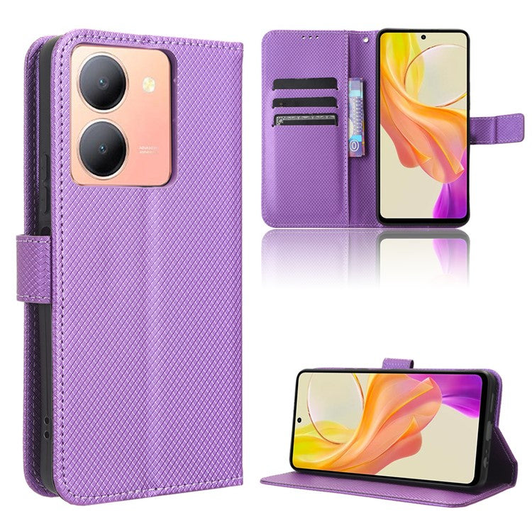 For vivo Y36 4G (Global) / Y36 5G (Global) / Y78 5G (China) / Y78m 5G / Y27 5G / Y27s 4G / Y77t 5G / Y78 5G Stand Wallet Leather Case - Purple