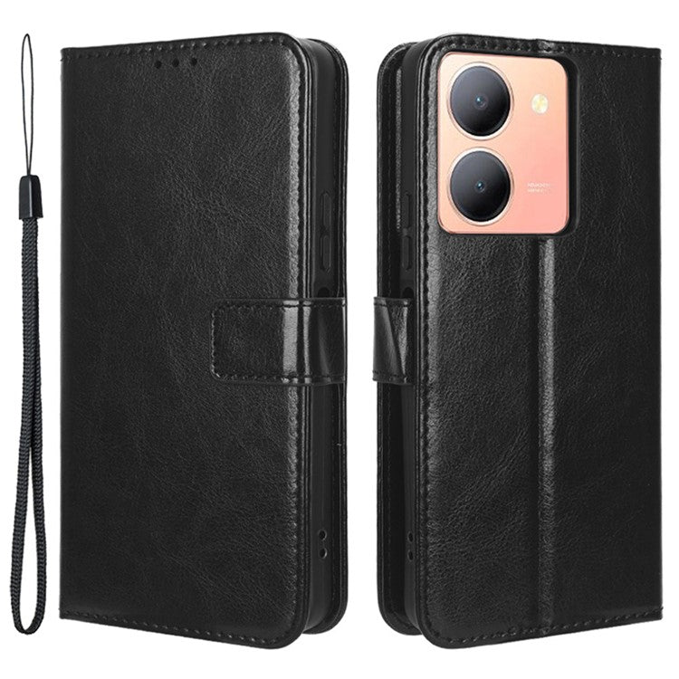 For vivo Y36 4G (Global) / Y36 5G (Global) / Y78 5G (China) / Y78m 5G / Y27 5G / Y27s 4G / Y77t 5G / Y78 5G Leather Case Wallet Phone Cover - Black