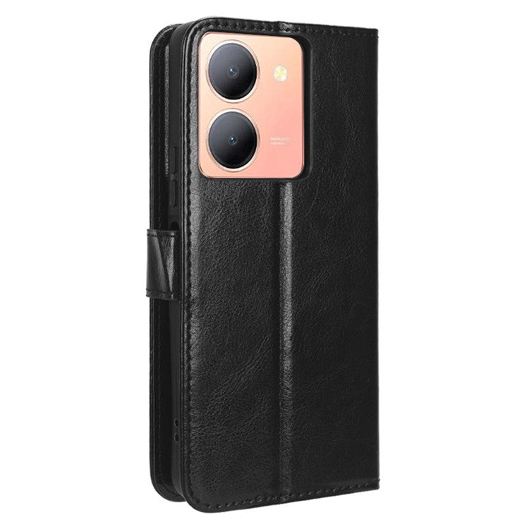 For vivo Y36 4G (Global) / Y36 5G (Global) / Y78 5G (China) / Y78m 5G / Y27 5G / Y27s 4G / Y77t 5G / Y78 5G Leather Case Wallet Phone Cover - Black