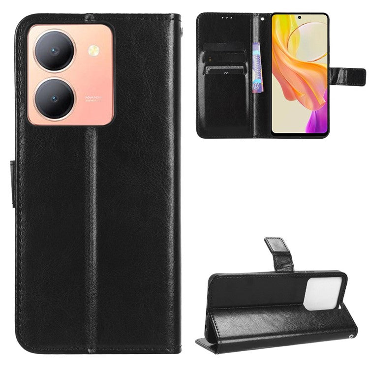 For vivo Y36 4G (Global) / Y36 5G (Global) / Y78 5G (China) / Y78m 5G / Y27 5G / Y27s 4G / Y77t 5G / Y78 5G Leather Case Wallet Phone Cover - Black