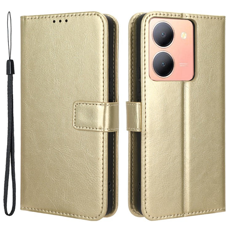 For vivo Y36 4G (Global) / Y36 5G (Global) / Y78 5G (China) / Y78m 5G / Y27 5G / Y27s 4G / Y77t 5G / Y78 5G Leather Case Wallet Phone Cover - Gold