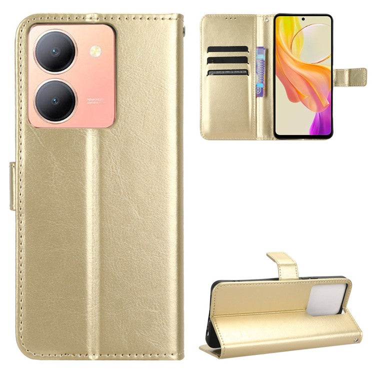 For vivo Y36 4G (Global) / Y36 5G (Global) / Y78 5G (China) / Y78m 5G / Y27 5G / Y27s 4G / Y77t 5G / Y78 5G Leather Case Wallet Phone Cover - Gold