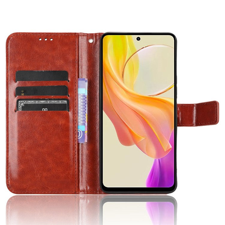 For vivo Y36 4G (Global) / Y36 5G (Global) / Y78 5G (China) / Y78m 5G / Y27 5G / Y27s 4G / Y77t 5G / Y78 5G  Leather Case Wallet Phone Cover - Brown