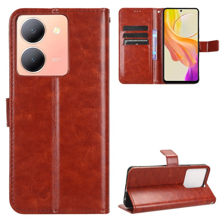 For vivo Y36 4G (Global) / Y36 5G (Global) / Y78 5G (China) / Y78m 5G / Y27 5G / Y27s 4G / Y77t 5G / Y78 5G  Leather Case Wallet Phone Cover - Brown