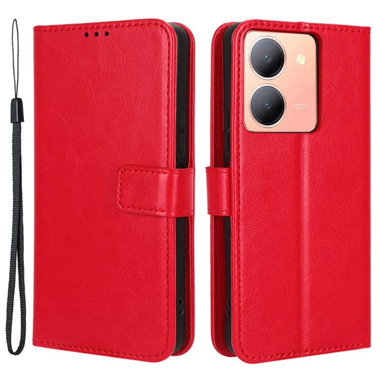 For vivo Y36 4G (Global) / Y36 5G (Global) / Y78 5G (China) / Y78m 5G / Y27 5G / Y27s 4G / Y77t 5G / Y78 5G  Leather Case Wallet Phone Cover - Red