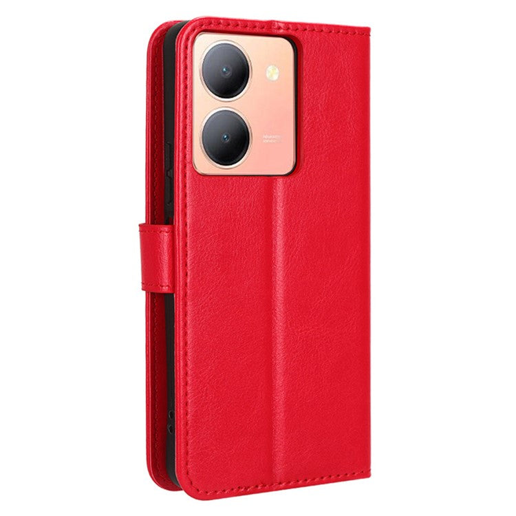 For vivo Y36 4G (Global) / Y36 5G (Global) / Y78 5G (China) / Y78m 5G / Y27 5G / Y27s 4G / Y77t 5G / Y78 5G  Leather Case Wallet Phone Cover - Red