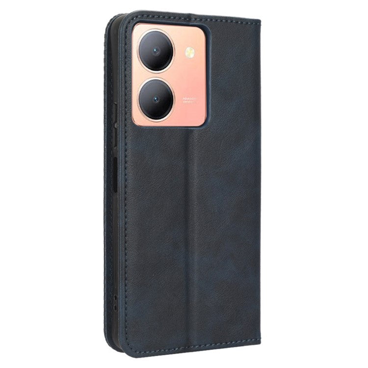 For vivo Y36 4G (Global) / Y36 5G (Global) / Y78 5G (China) / Y78m 5G / Y27 5G / Y27s 4G / Y77t 5G / Y78 5G  Retro Stand Wallet Phone Case - Blue